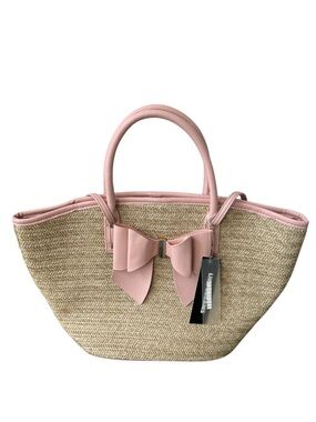 Like Dreams Pink Bow Straw Tote Bag NWT Woven Basket 🎀